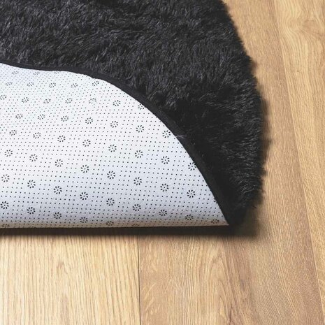 Hoogpolig vloerkleed NAVARRA 100x100 cm polyester zwart 6