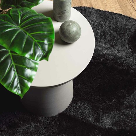Hoogpolig vloerkleed NAVARRA 100x100 cm polyester zwart 8