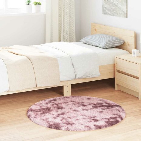 Hoogpolig vloerkleed NAVARRA 100x100 cm polyester stoffig roze 1