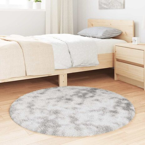 Hoogpolig vloerkleed NAVARRA 100x100 cm polyester lichtgrijs 3