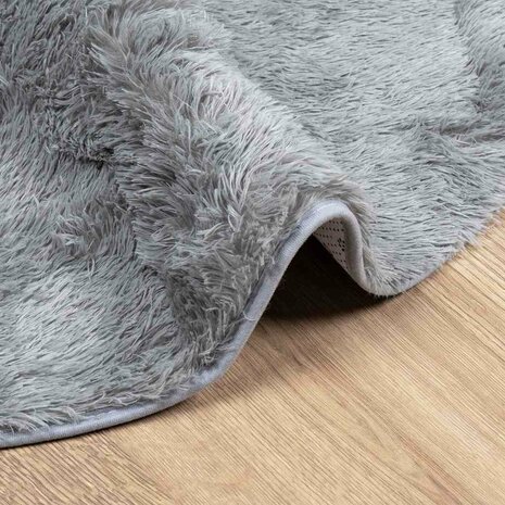 Hoogpolig vloerkleed NAVARRA 100x100 cm polyester zilvergrijs 5