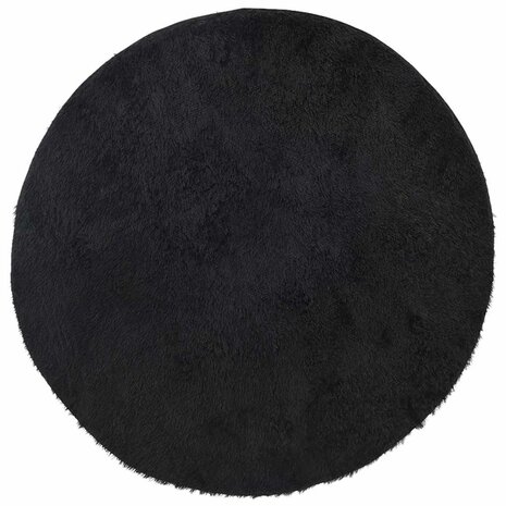 Hoogpolig vloerkleed NAVARRA 120x120 cm polyester zwart 2