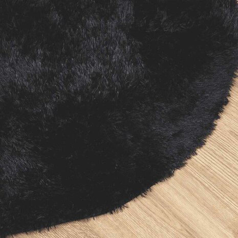 Hoogpolig vloerkleed NAVARRA 120x120 cm polyester zwart 4