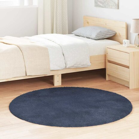 Hoogpolig vloerkleed NAVARRA 120x120 cm polyester marineblauw 1
