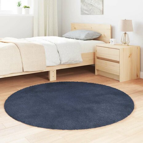 Hoogpolig vloerkleed NAVARRA 120x120 cm polyester marineblauw 3