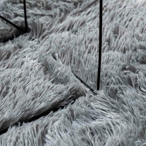 Hoogpolig vloerkleed NAVARRA 120x120 cm polyester zilvergrijs 7