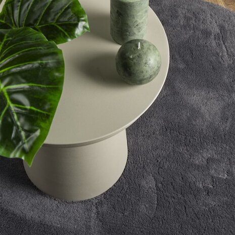 Vloerkleed HUARTE laagpolig zacht wasbaar Ø 120 cm antraciet 7