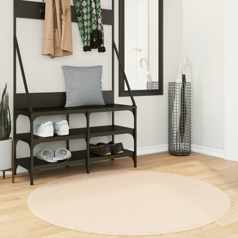 Vloerkleed HUARTE laagpolig zacht wasbaar Ø 120 cm beige 1