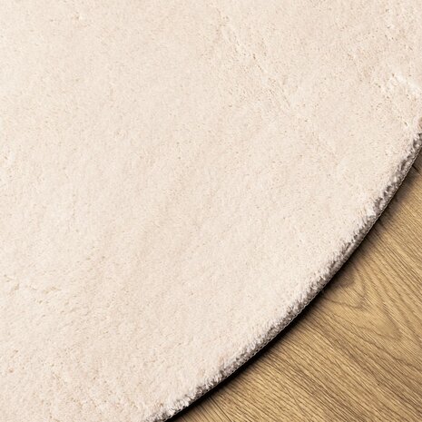 Vloerkleed HUARTE laagpolig zacht wasbaar Ø 120 cm beige 4
