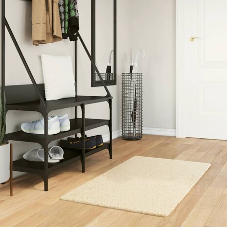 Vloerkleed HUARTE laagpolig zacht wasbaar 60x110 cm crème 1