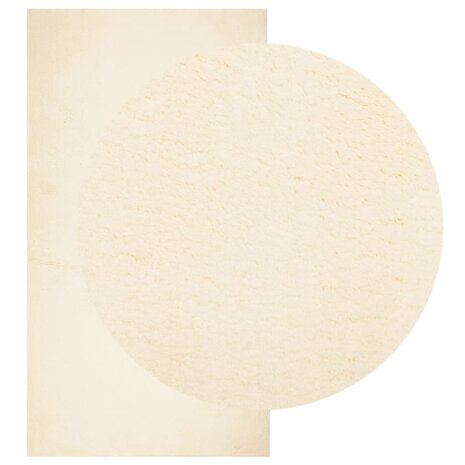 Vloerkleed HUARTE laagpolig zacht wasbaar 60x110 cm crème 3