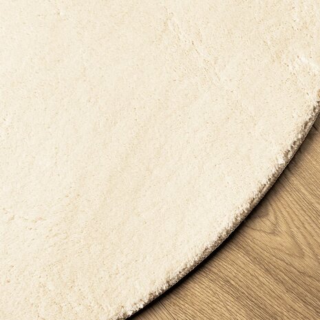 Vloerkleed HUARTE laagpolig zacht wasbaar Ø 100 cm crème 4