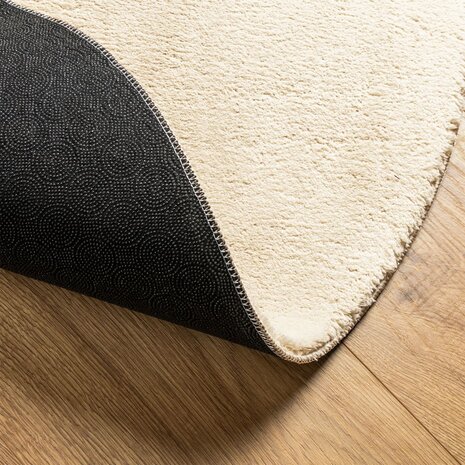 Vloerkleed HUARTE laagpolig zacht wasbaar Ø 100 cm crème 5