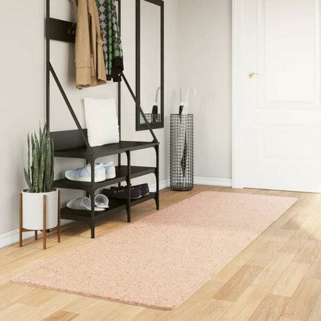 Vloerkleed HUARTE laagpolig zacht wasbaar 80x250 cm roze 1