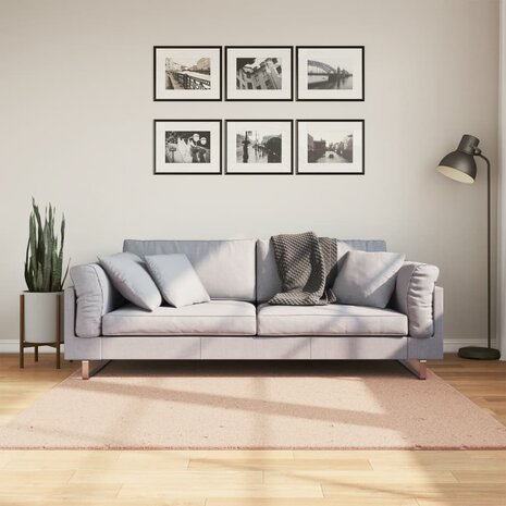 Vloerkleed HUARTE laagpolig zacht wasbaar 160x160 cm roze 1