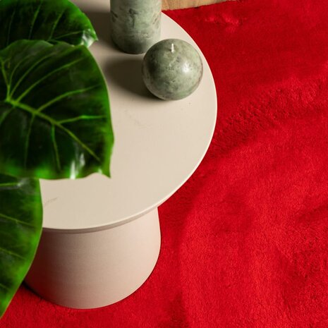 Vloerkleed HUARTE laagpolig zacht wasbaar 160x160 cm rood 7