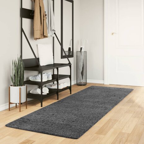 Vloerkleed OVIEDO laagpolig 80x250 cm antracietkleurig 1