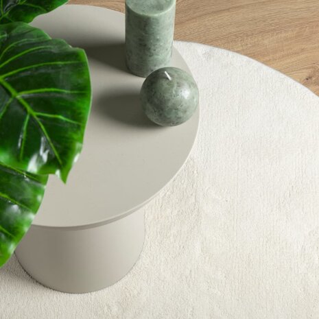 Vloerkleed OVIEDO laagpolig Ø 120 cm crèmekleurig 7