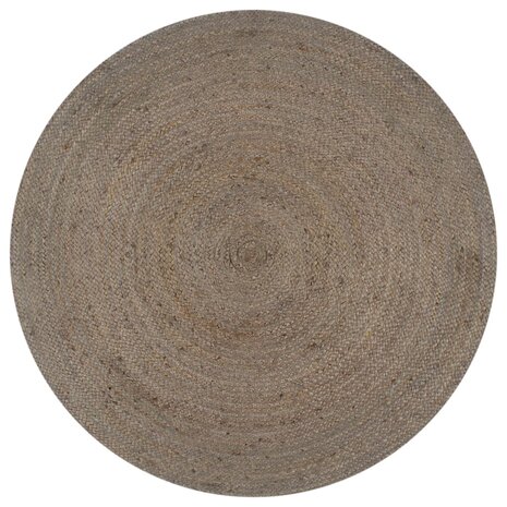 Vloerkleed handgemaakt rond 90 cm jute grijs 1