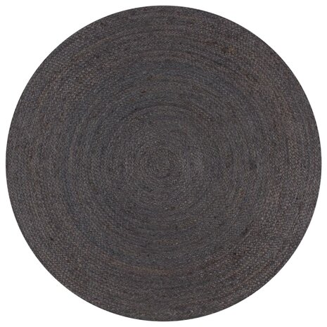  Vloerkleed handgemaakt rond 150 cm jute donkergrijs 1