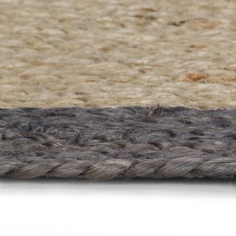 Vloerkleed handgemaakt met donkergrijze rand 90 cm jute 3
