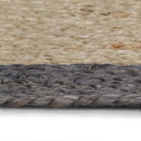 Vloerkleed handgemaakt met donkergrijze rand 120 cm jute 3