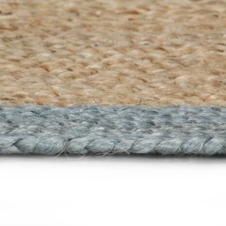 Vloerkleed handgemaakt met olijfgroene rand 120 cm jute 3