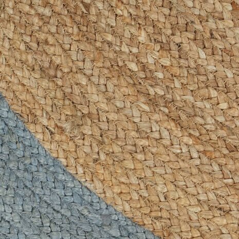 Vloerkleed handgemaakt met olijfgroene rand 120 cm jute 4