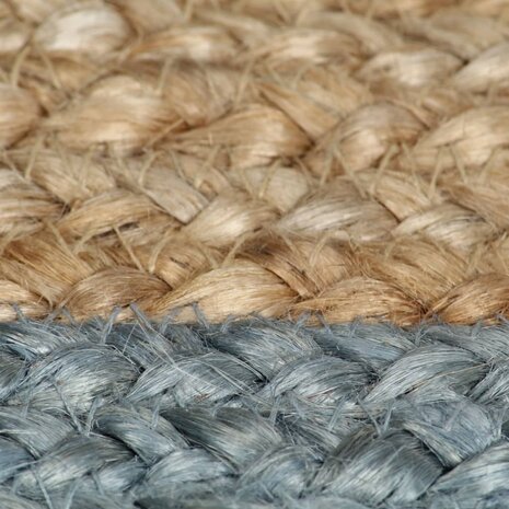 Vloerkleed handgemaakt met olijfgroene rand 120 cm jute 5