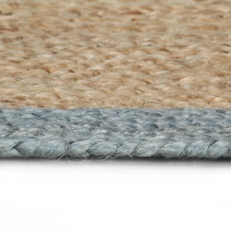 Vloerkleed handgemaakt met olijfgroene rand 150 cm jute 3