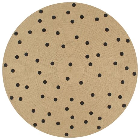 Vloerkleed handgemaakt met print polkadot 150 cm jute 1