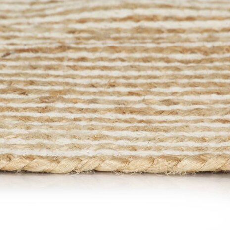 Vloerkleed handgemaakt met spiraal ontwerp 120 cm jute wit 3
