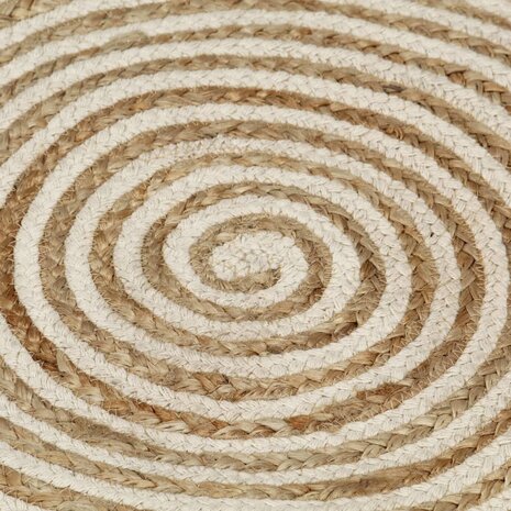 Vloerkleed handgemaakt met spiraal ontwerp 120 cm jute wit 4