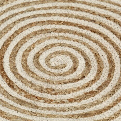 Vloerkleed handgemaakt met spiraal ontwerp 150 cm jute wit 4