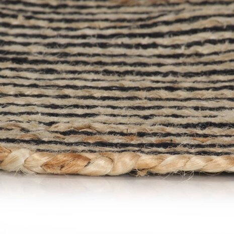 Vloerkleed handgemaakt met spiraal ontwerp 90 cm jute zwart 3