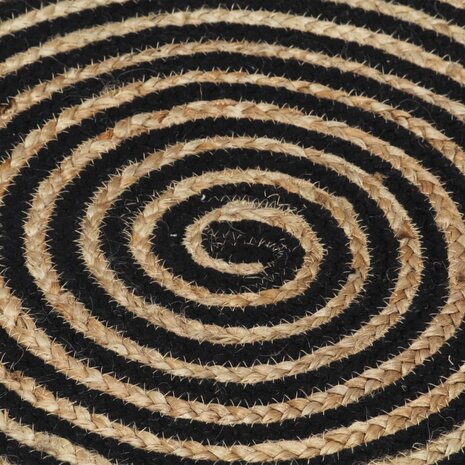 Vloerkleed handgemaakt met spiraal ontwerp 90 cm jute zwart 4