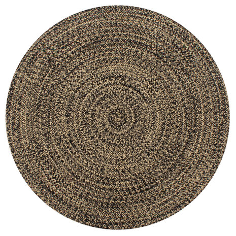 Vloerkleed handgemaakt 120 cm jute zwart en naturel 1