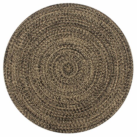  Vloerkleed handgemaakt 150 cm jute zwart en naturel 1