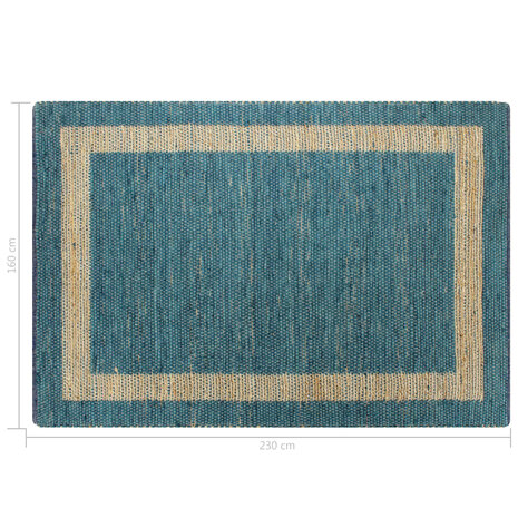 Vloerkleed handgemaakt 160x230 cm jute blauw 6