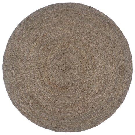 Vloerkleed handgemaakt rond 210 cm jute grijs 1