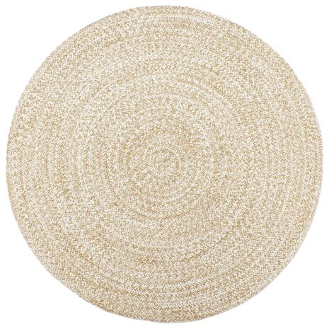 Vloerkleed handgemaakt 180 cm jute wit en bruin 1