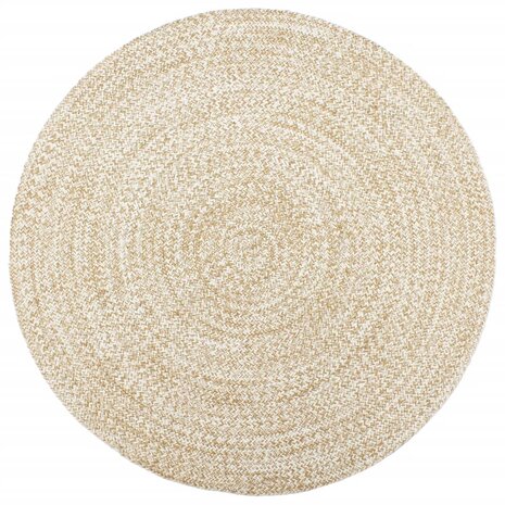 Vloerkleed handgemaakt 240 cm jute wit en bruin 1