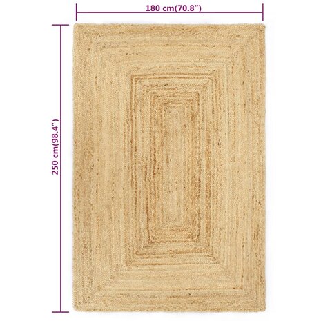Vloerkleed handgemaakt 80x250 cm jute 5