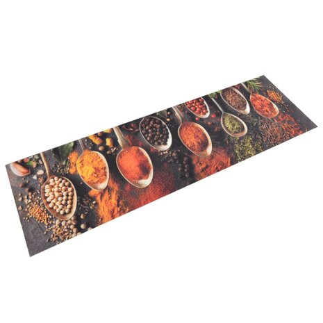 Keukenmat wasbaar lepel- en kruidenprint 45x150 cm fluweel 1