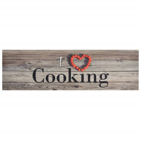 Keukenmat wasbaar cooking-print 45x150 cm fluweel grijs 2