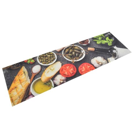 Keukenmat wasbaar wijn- en dinerprint 45x150 cm fluweel 1