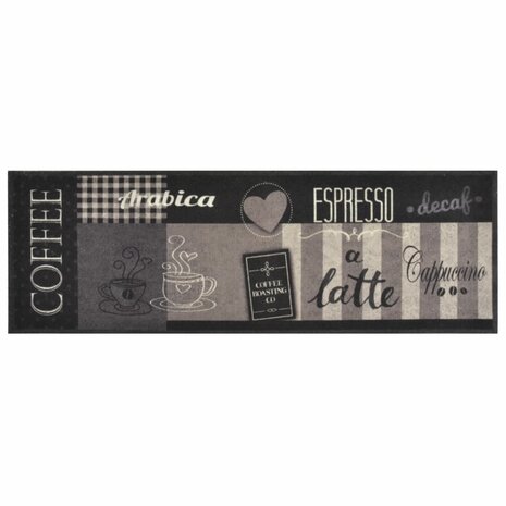 Keukenmat wasbaar koffieprint 60x180 cm fluweel zwart 2