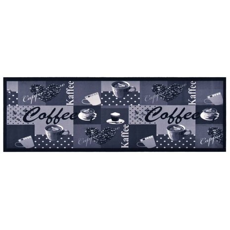 Keukenmat wasbaar Coffee 45x150 cm blauw 1