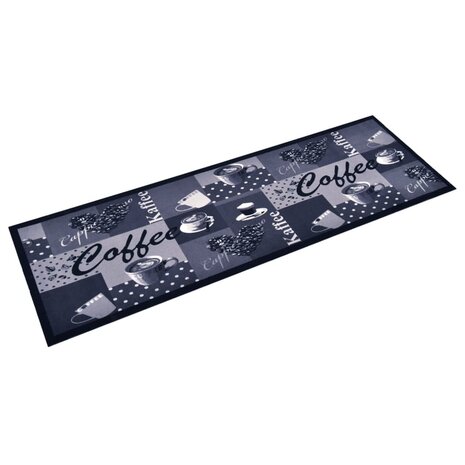 Keukenmat wasbaar Coffee 60x180 cm blauw 2