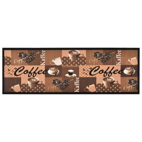 Keukenmat wasbaar Coffee 45x150 cm bruin 1